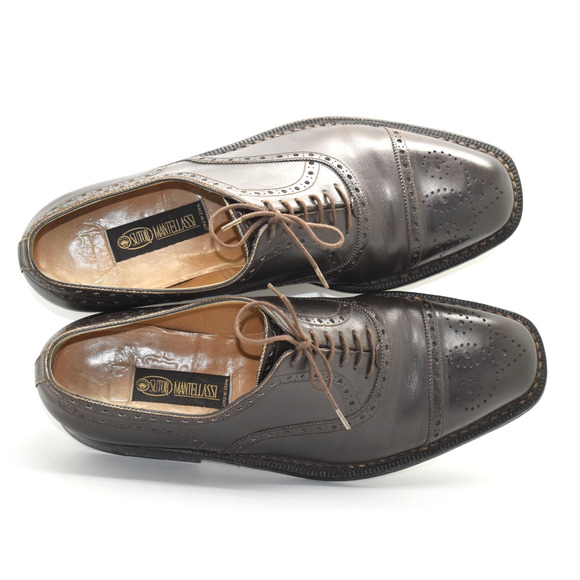A8 Auth SUTOR MANTELLASSI Dark Brown Leather Cap Toe Brogue  display picture 3
